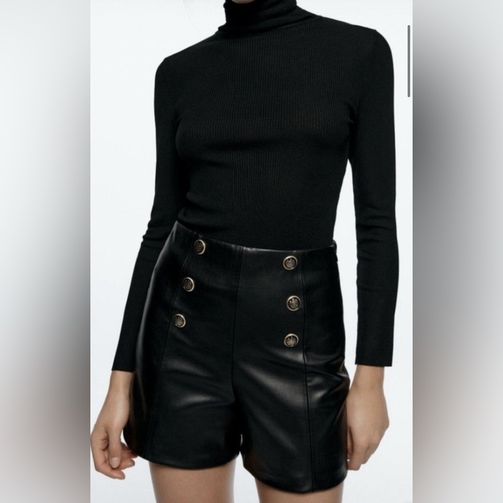 Zara Highwaisted Faux Leather Shorts